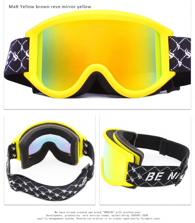 Yellow Color Anti Fogsnow Goggles , Ski Glasses Breathable For Outdoor Sports