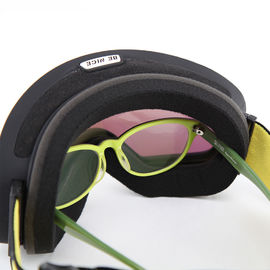 Yellow  Spherical Flat Light Ski Goggles , No Fog Ski Goggles Detachable Elastic Strap supplier