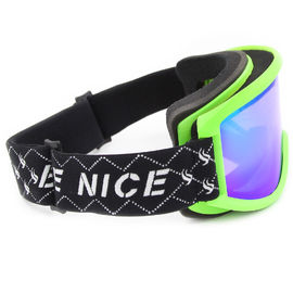 Green Color Comfortable Ski Glasses , Snow Goggles Adjustment Nylon Strap supplier