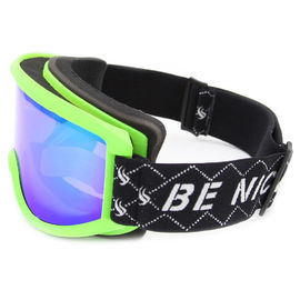 Green Color Comfortable Ski Glasses , Snow Goggles Adjustment Nylon Strap supplier