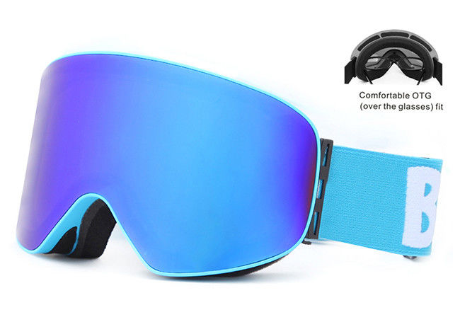Yellow  Spherical Flat Light Ski Goggles , No Fog Ski Goggles Detachable Elastic Strap supplier
