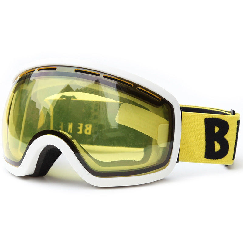 Yellow Color Mirrored Ski Sunglasses Soft Tpu Frame Material Optically