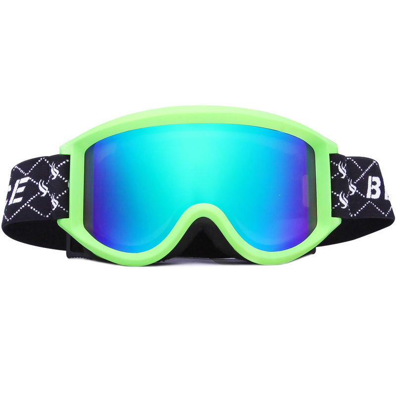 Green Color Comfortable Ski Glasses , Snow Goggles Adjustment Nylon Strap supplier