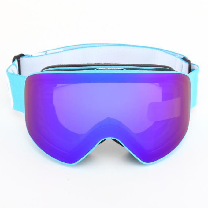 Yellow Spherical Flat Light Ski Goggles , No Fog Ski Goggles Detachable