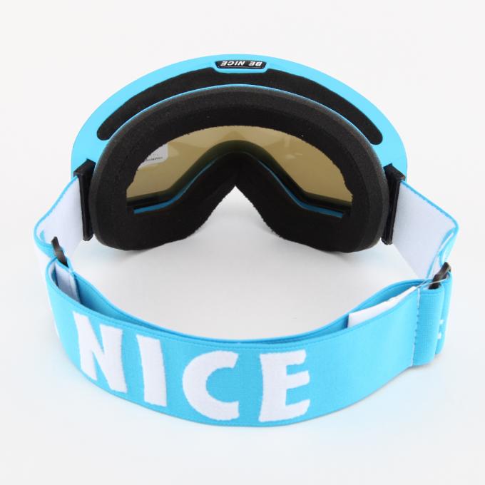 Yellow Spherical Flat Light Ski Goggles , No Fog Ski Goggles Detachable Elastic Strap