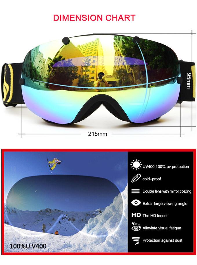 Anti Glare Ski Goggles UV400 Protection With Oversized Double Spherical